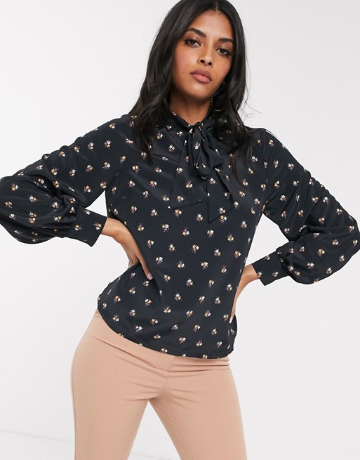 Fashion Union bow front blouse in allover ditsy floral