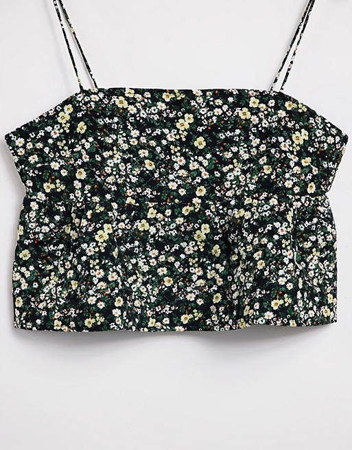  Fashion Union cami smock top with peplum hem in quilted ditsy floral co-ord 