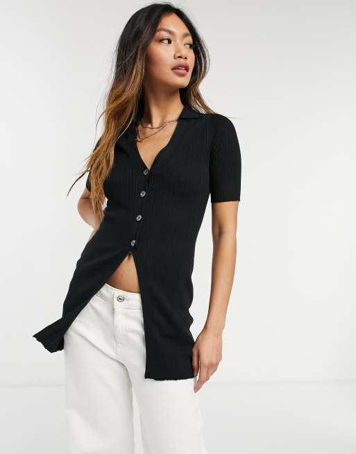 Fashion Union - Camicia in maglia con colletto e bottoni sul davanti in coordinato