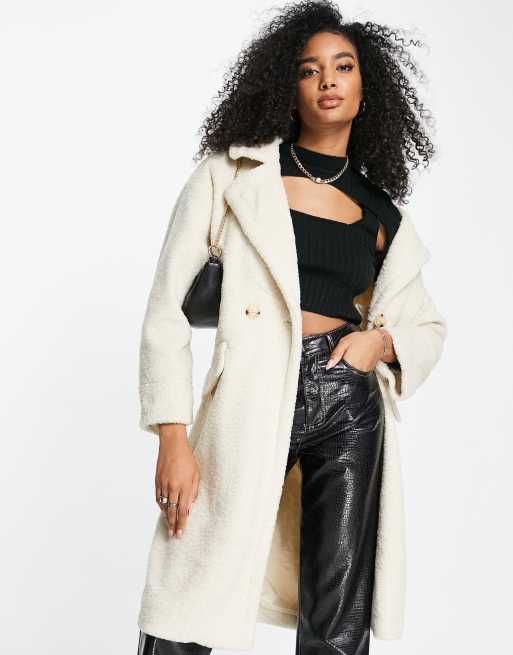 Asos Donna Abbigliamento Cappotti e giubbotti Soprabiti Cappotti Cappotto taglio lungo oversize in bouclé color crema 