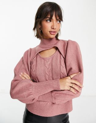 Fashion Union cut out cable knit crop sweater