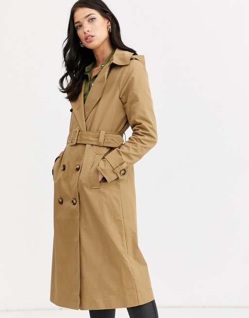 Double breasted 2025 hooded trench coat