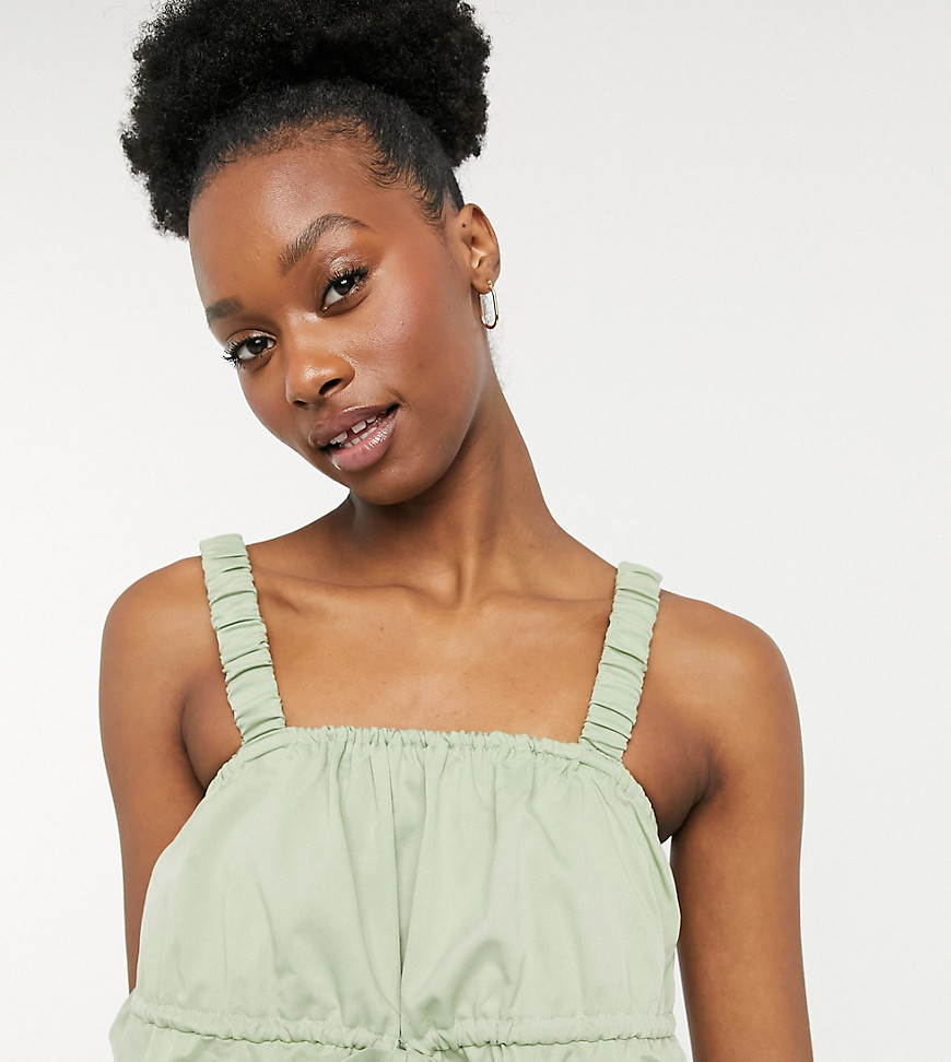 fashion union exclusive beach ruched crop in grass green co-ord