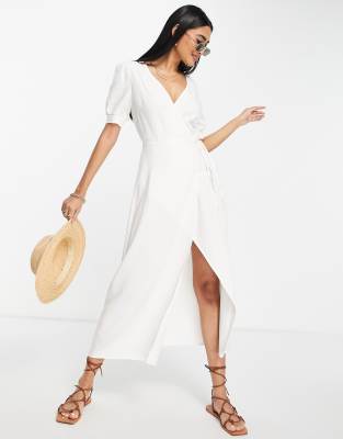 Fashion Union Exclusive beach wrap summer dress in white | ASOS
