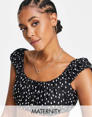 Fashion Union Maternity Fashion Union Exclusive maternity crop bikini top in diamond polka dot-Multi