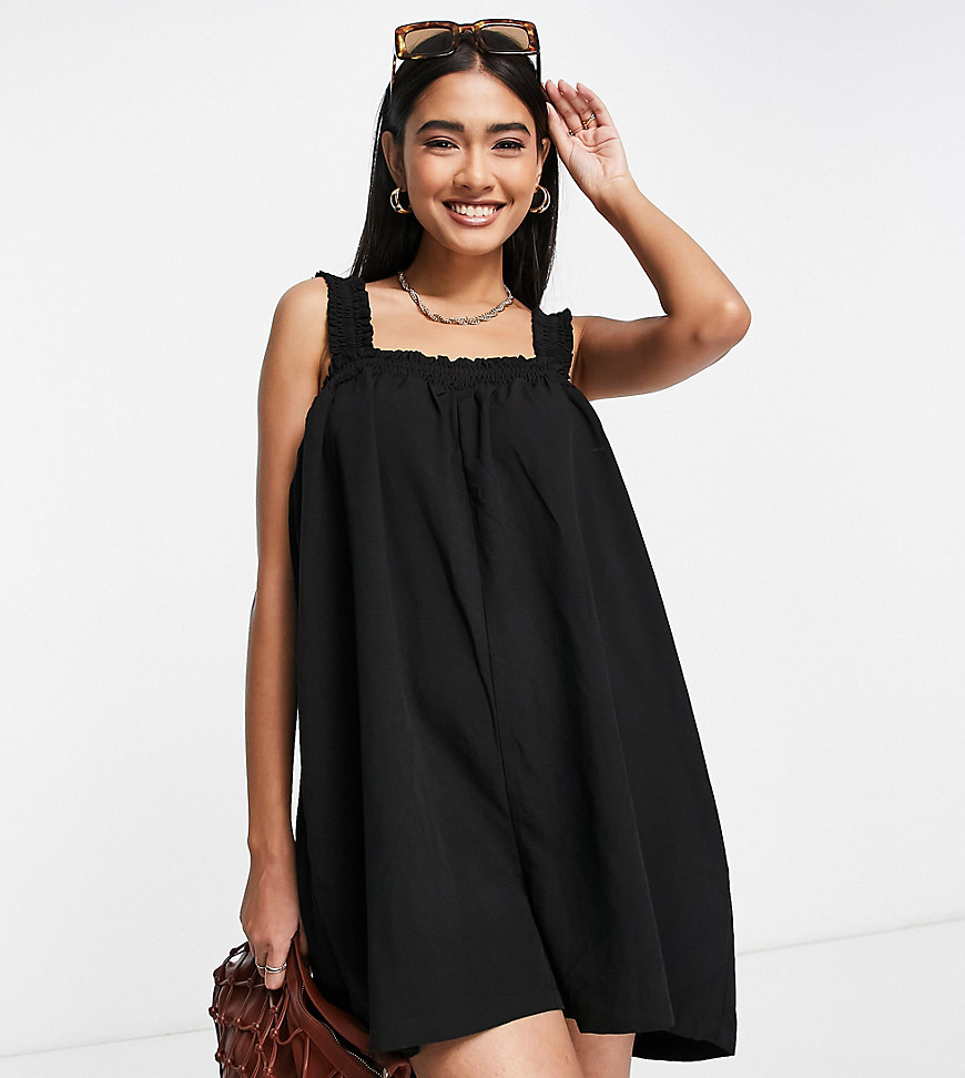 Fashion Union Exclusive tie front playsuit in black
