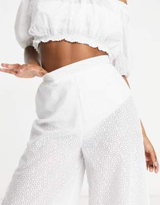 white lace beach pants