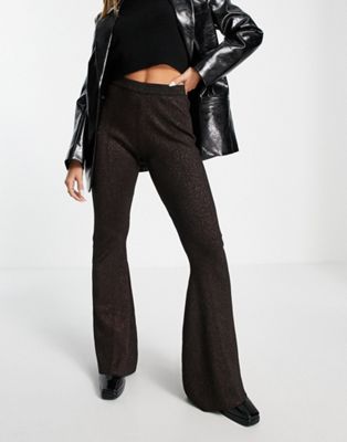 Fashion Union front seam flare trousers in sparkle knit co-ord