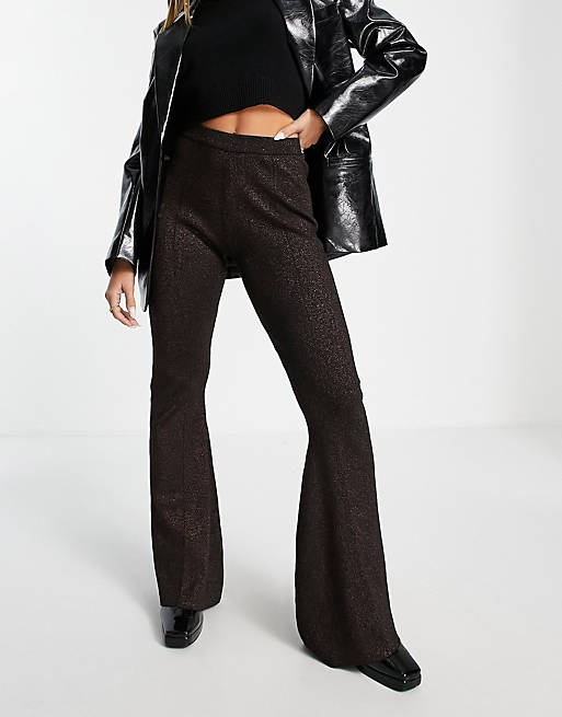 Fashion Union front seam flares in sparkle knit co-ord