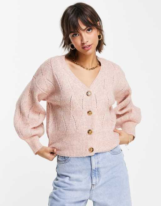 Fashion Union Gilet ample en maille pointelle ajouree