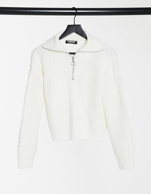 Fashion Union jumper with half zip in cable knit