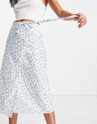  Fashion Union - Jupe portefeuille mi-longue d'ensemble à imprimé floral rétro