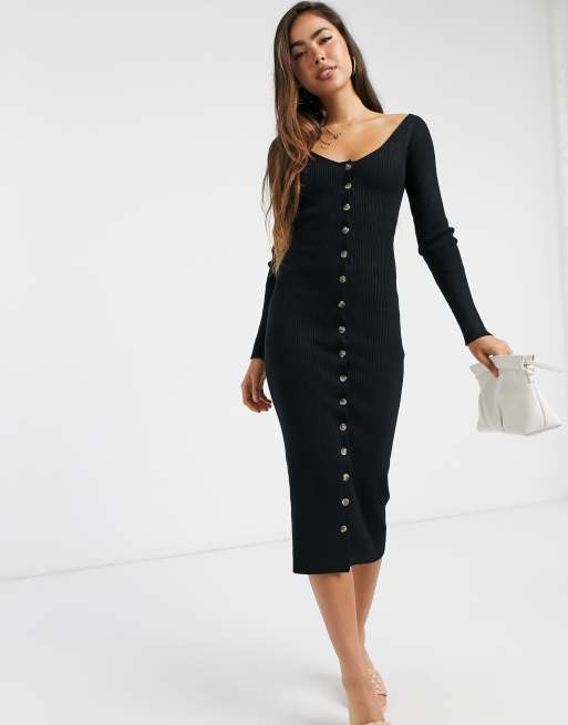 Button shop knit dress