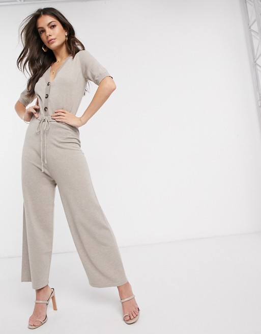 Fashion Union knitted button detail jumpsuit