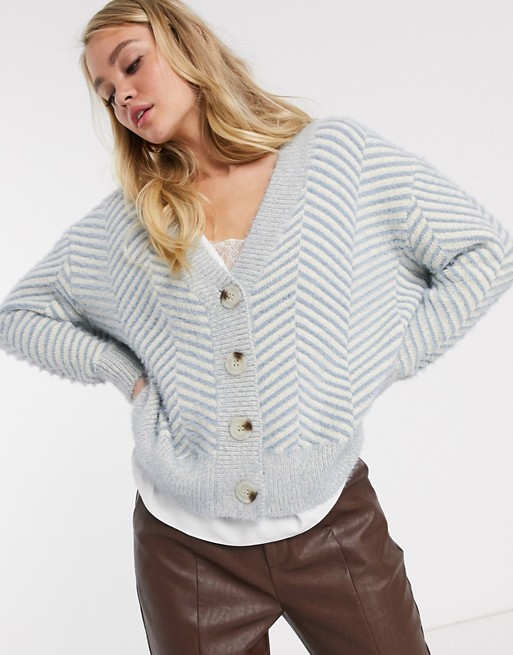 Fashion Union knitted cardigan with chevron pattern