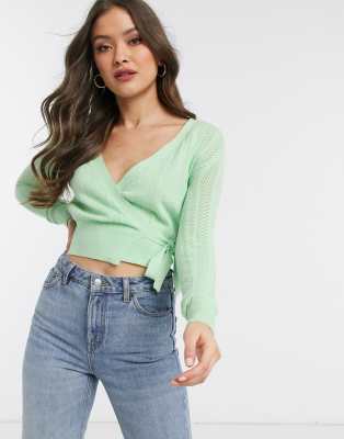 green wrap jumper
