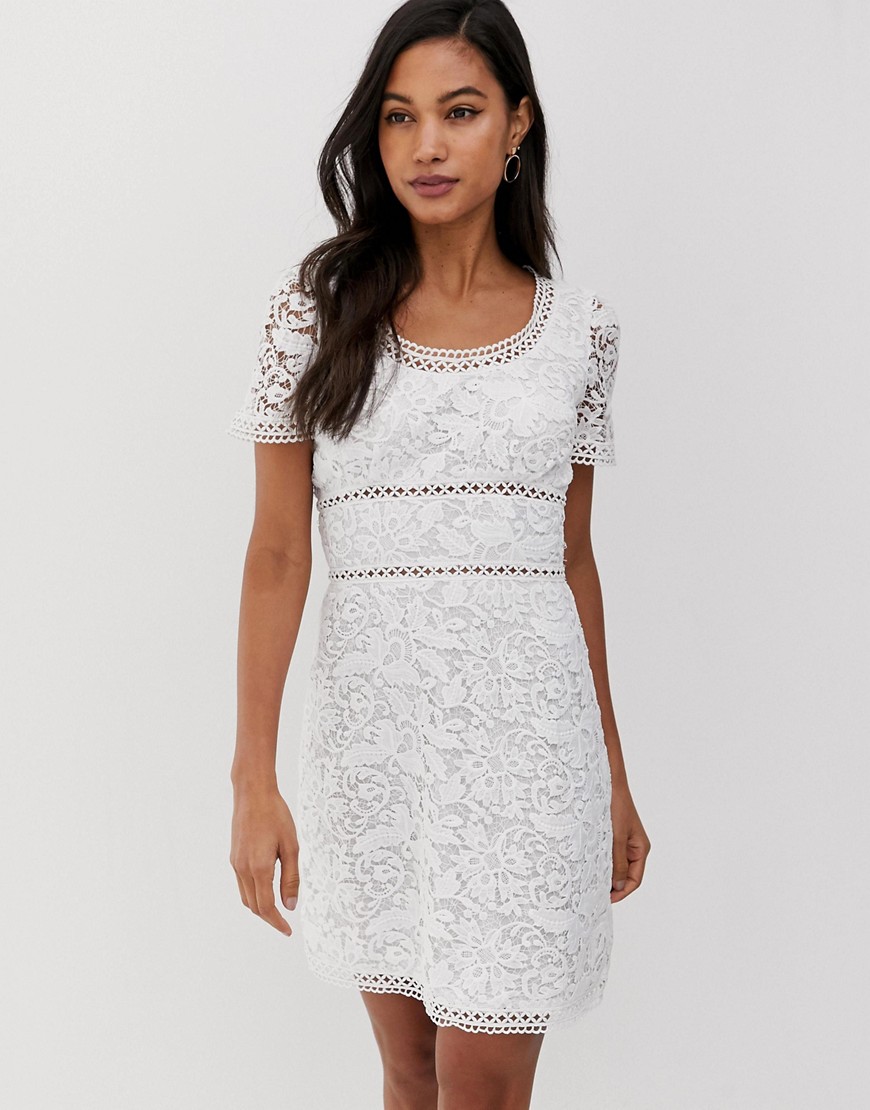 Fashion Union lace mini dress-White