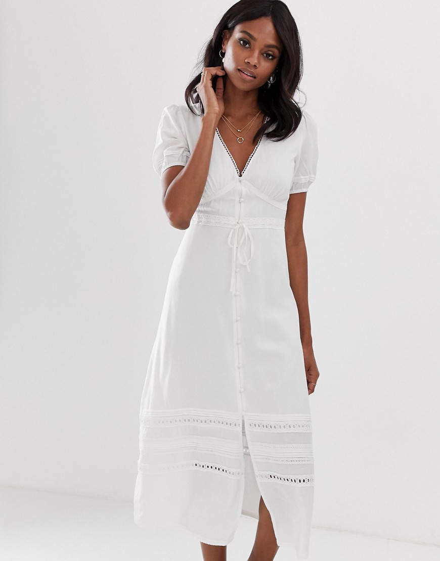 Fashion Union - Lange jurk met gehaakt kant-Wit