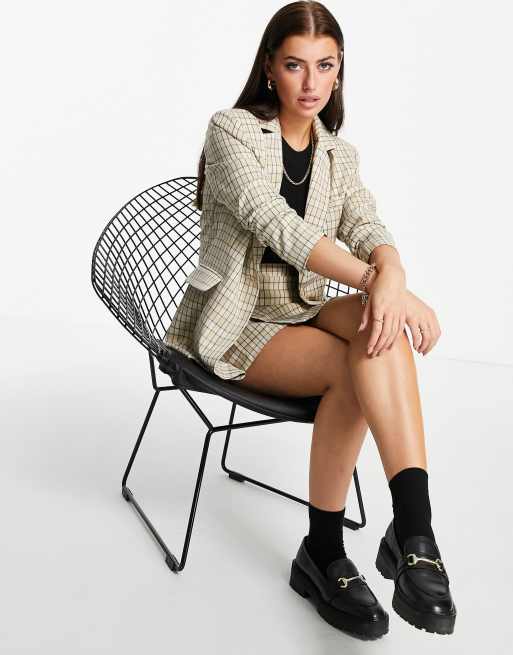 Fashion Union long line relaxed blazer in vintage check - part of a set