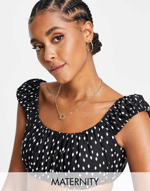 Fashion Union Maternity – Diamantprickig bikiniöverdel i crop top-modell, endast hos ASOS