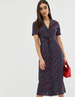 floral fitted midi dress