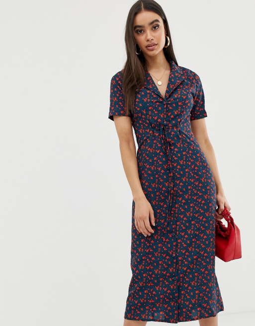 Fitted midi 2025 shirt dress