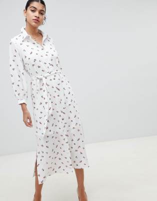 floral shirt dress midi