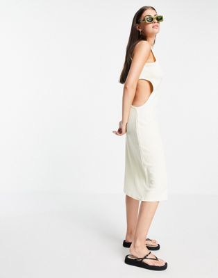 Fashion Union midi vest dress with hip cut out in heavy rib - ASOS Price Checker