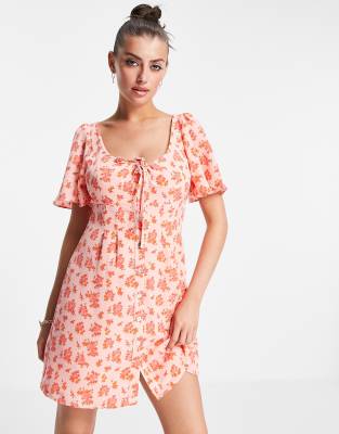 fashion union floral dress Inez Chiffon Floral Print Dress
