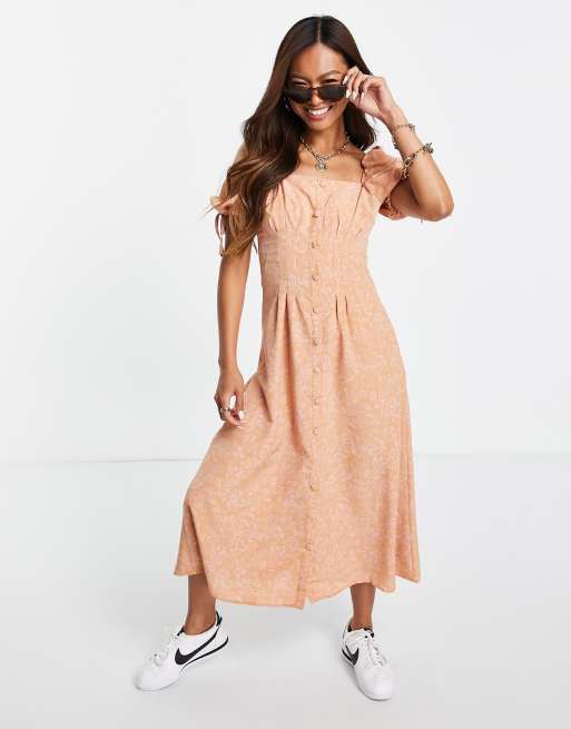 Fashion Union - Nette midi-jurk met tailledetail in bandanaprint