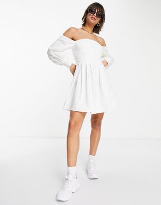 Fashion Union off shoulder mini dress - ASOS Price Checker