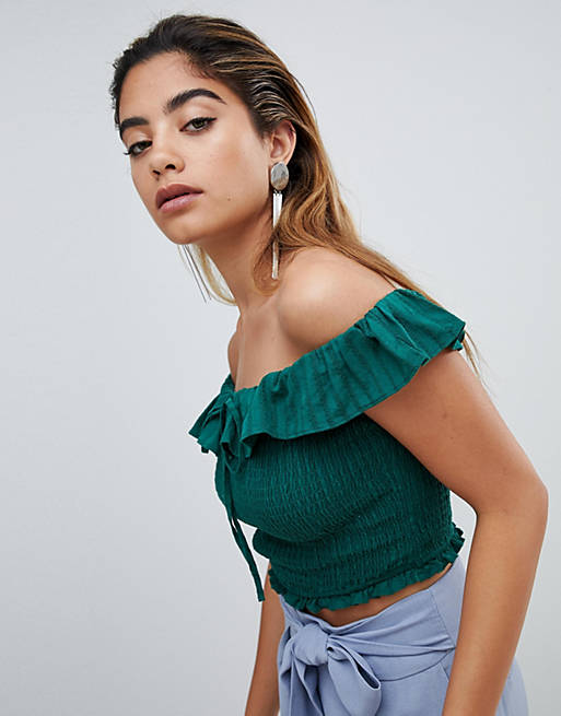 Fashion Union Off Shoulder Top With Shirring | ASOS