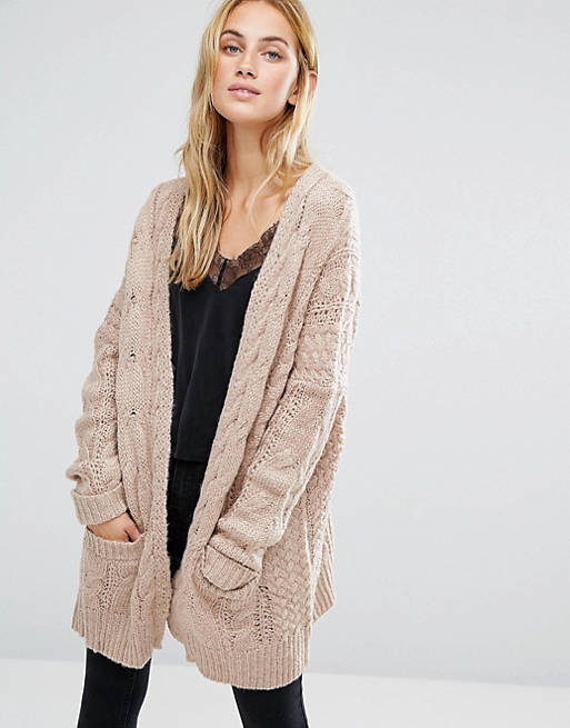 Fashion Union Oversized Cardigan In Chunky Cable Knit