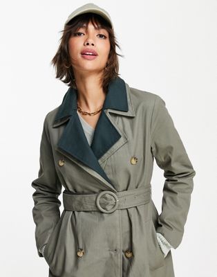 Fashion Union oversized trench coat with double contrast collar 