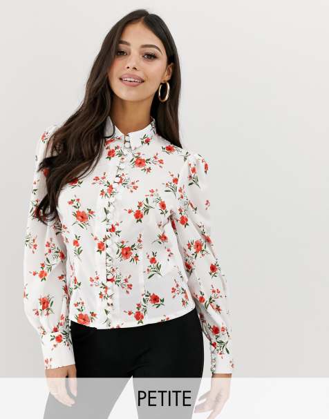Fashion Union Petite button front shirt infloral