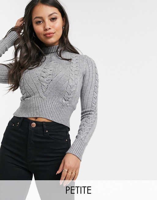Fashion Union Petite cable knit cropped jumper