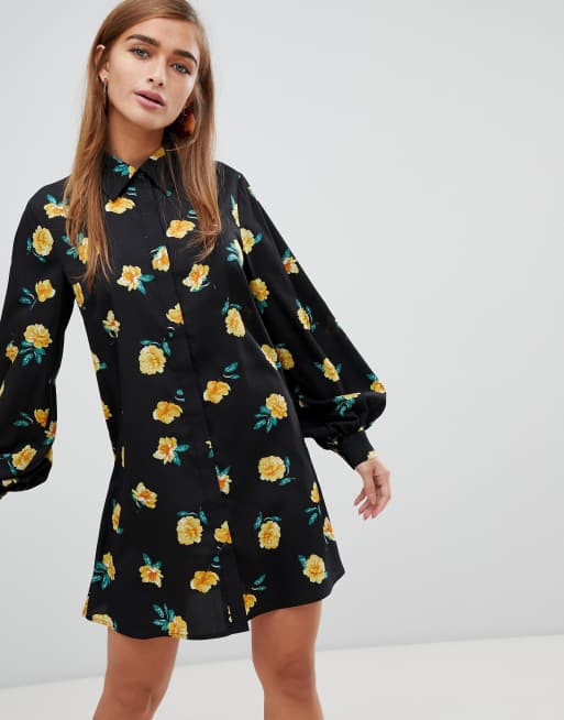 Fashion Union Petite high neck shift dress in floral