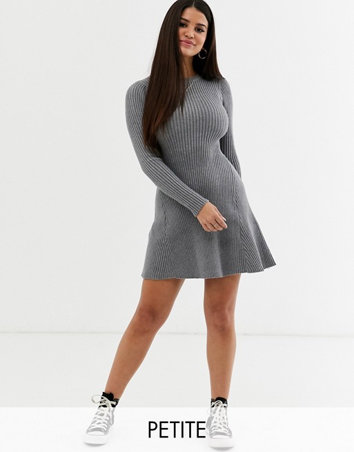 Fashion Union Petite knitted long sleeved skater dress