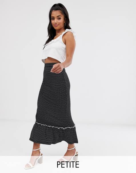 Fashion Union Petite midi skirt with peplum hem in spot print