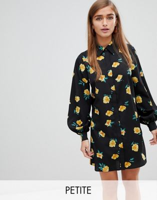 Asos Fashion Union Petite – Robe droite à fleurs avec encolure haute