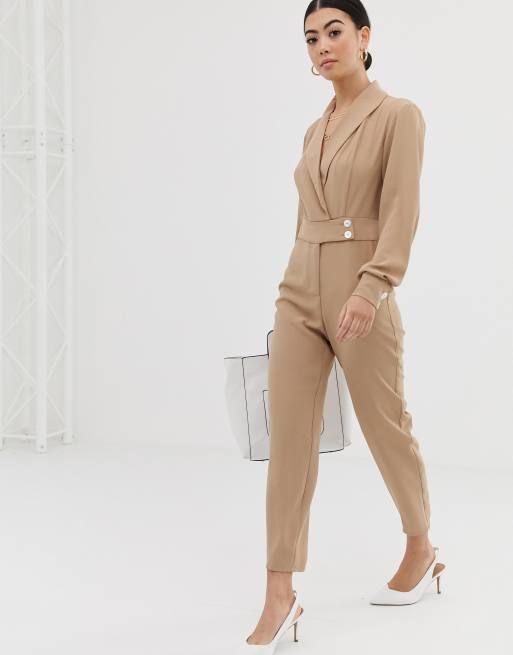 Petite Tuxedo Jumpsuit