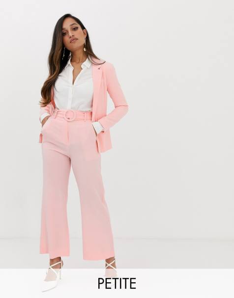 Fashion Union Petite wide leg trousers with waist belt co-ord