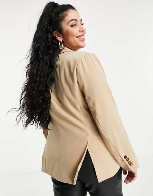 Fashion Union Plus Blazer long decontracte d ensemble avec poches