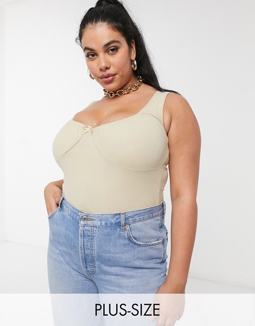 Fashion Union Plus crop top with ruched bust co-ord