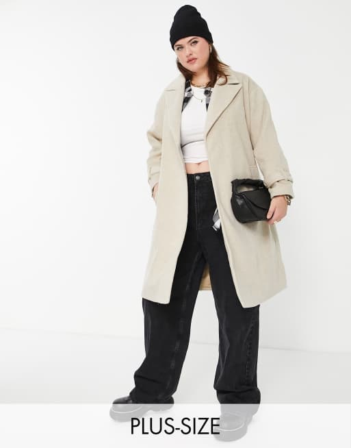 Fashion Union Plus drop shoulder wrap coat