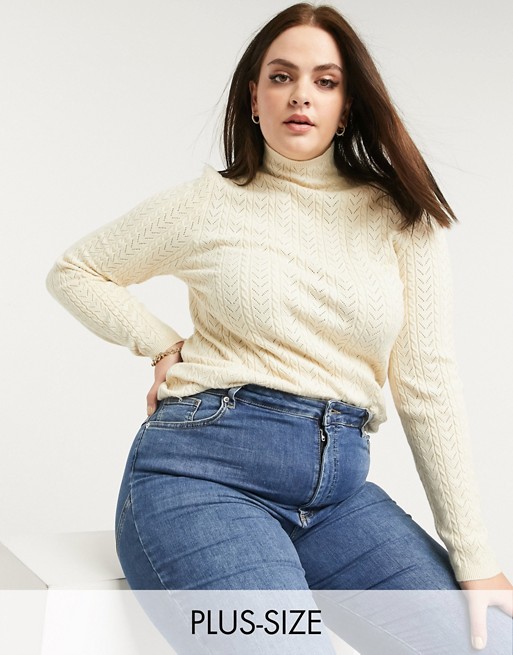 Fashion Union Plus high neck jumper in cable knit