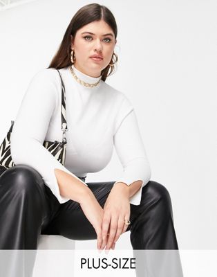 Fashion Union Plus high neck ribbed jumper with bust seam detail - ASOS Price Checker