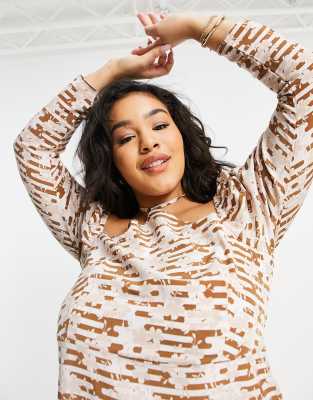 Fashion Union Plus mini shift dress in retro floral print with tie neck |  ASOS