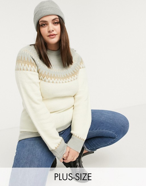 Fashion Union Plus relaxed jumper with placement fairisle
