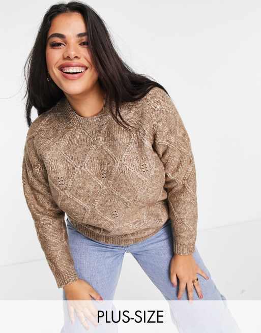 Fashion Union Plus relaxed sweater in cable knit